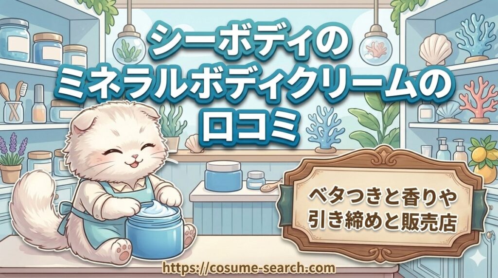 【シーボディのミネラルボディクリームの口コミ】ベタつきと香りや引き締めと販売店