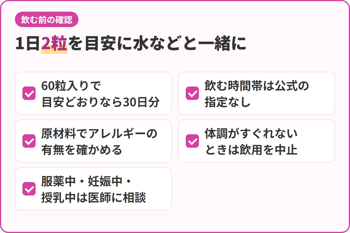 1日2粒を目安に水などと一緒に
