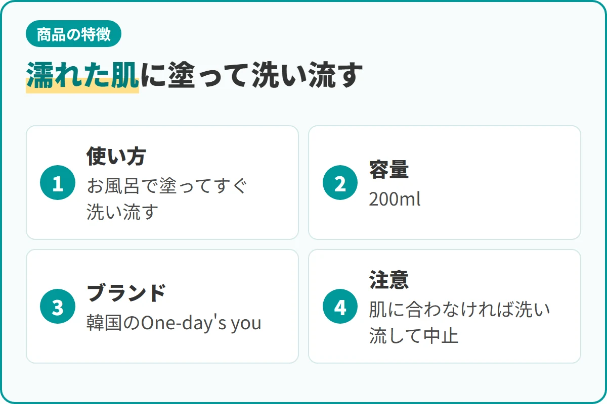 濡れた肌に塗って洗い流す
