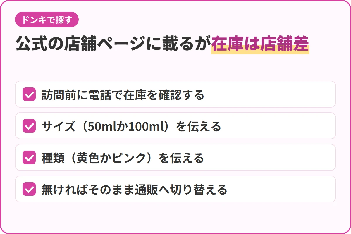 公式の店舗ページに載るが在庫は店舗差