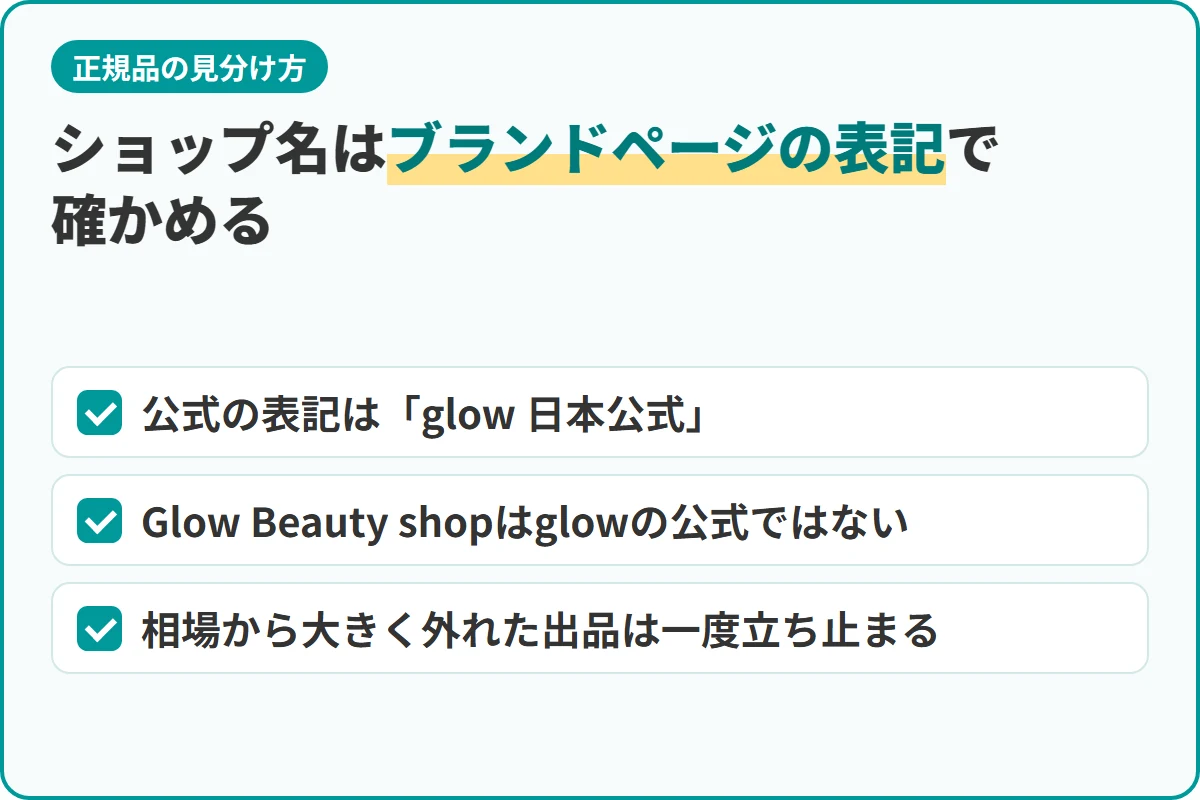 ショップ名はブランドページの表記で確かめる