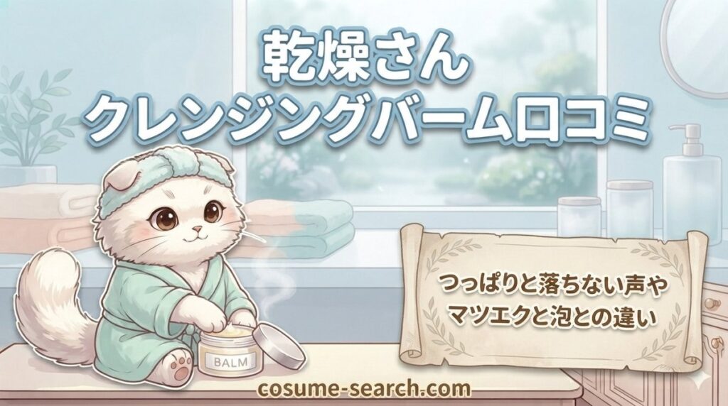 【乾燥さんクレンジングバーム口コミ】つっぱりと落ちない声やマツエクと泡との違い