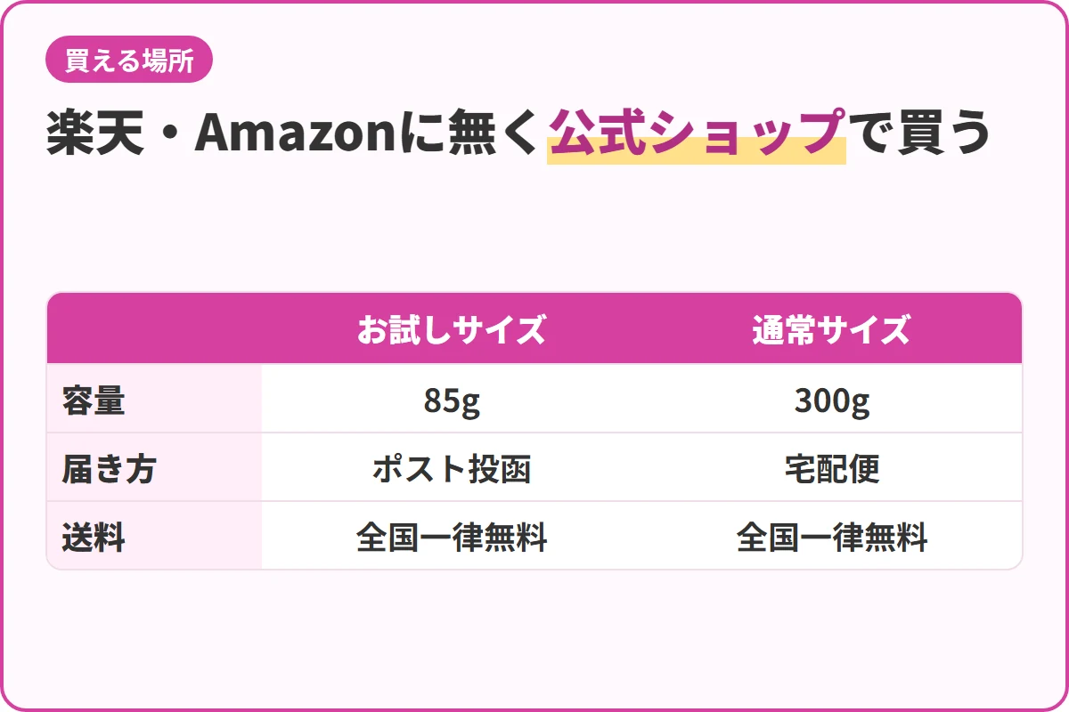 楽天・Amazonに無く公式ショップで買う