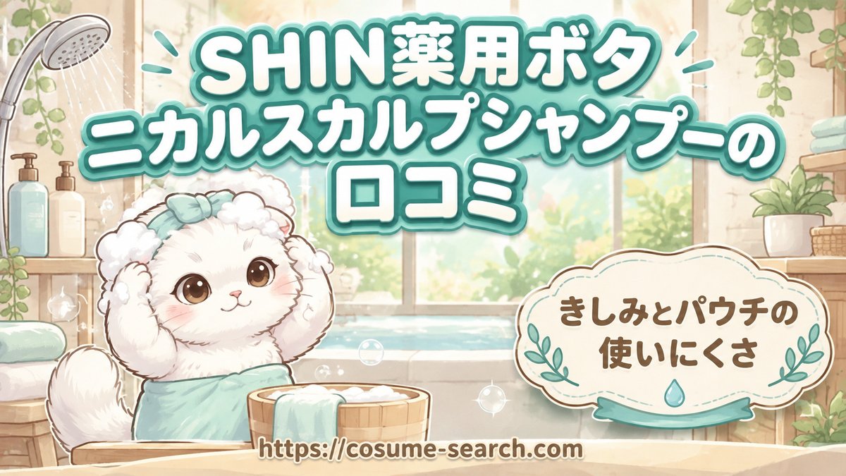 【SHIN薬用ボタニカルスカルプシャンプーの口コミ】きしみとパウチの使いにくさ