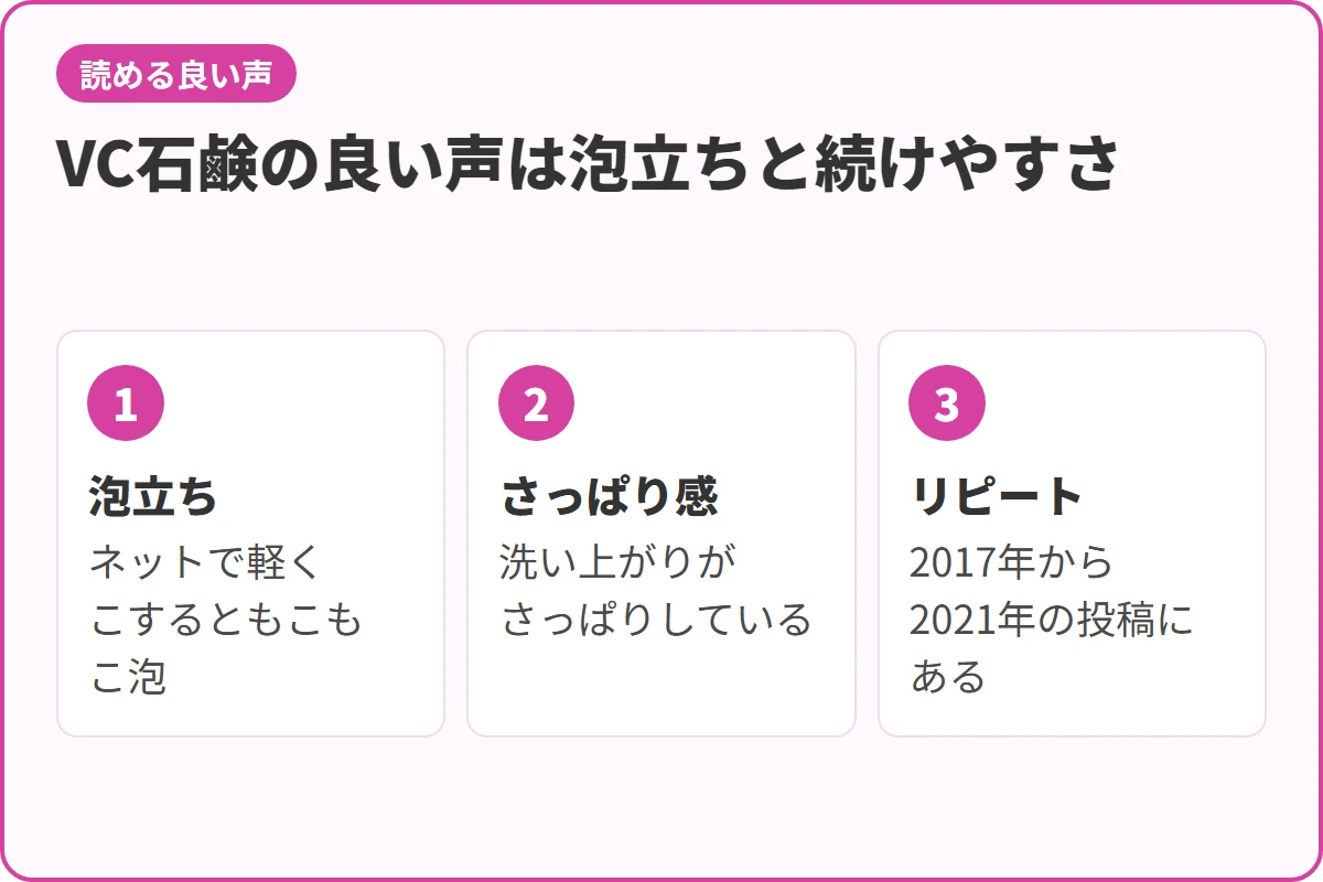 VC石鹸の良い声は泡立ちと続けやすさ